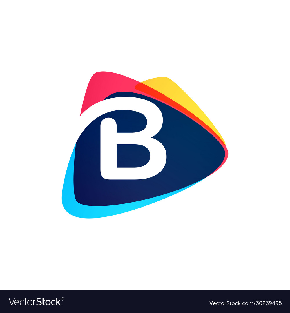 Letter b logo in dynamic triangle intersection vector image Letter b logo in dynamic triangle intersection