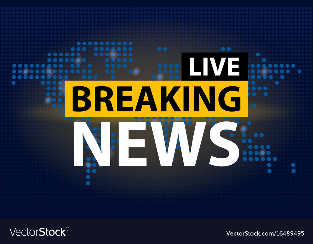 Live breaking news headline in blue dotted world Vector Image