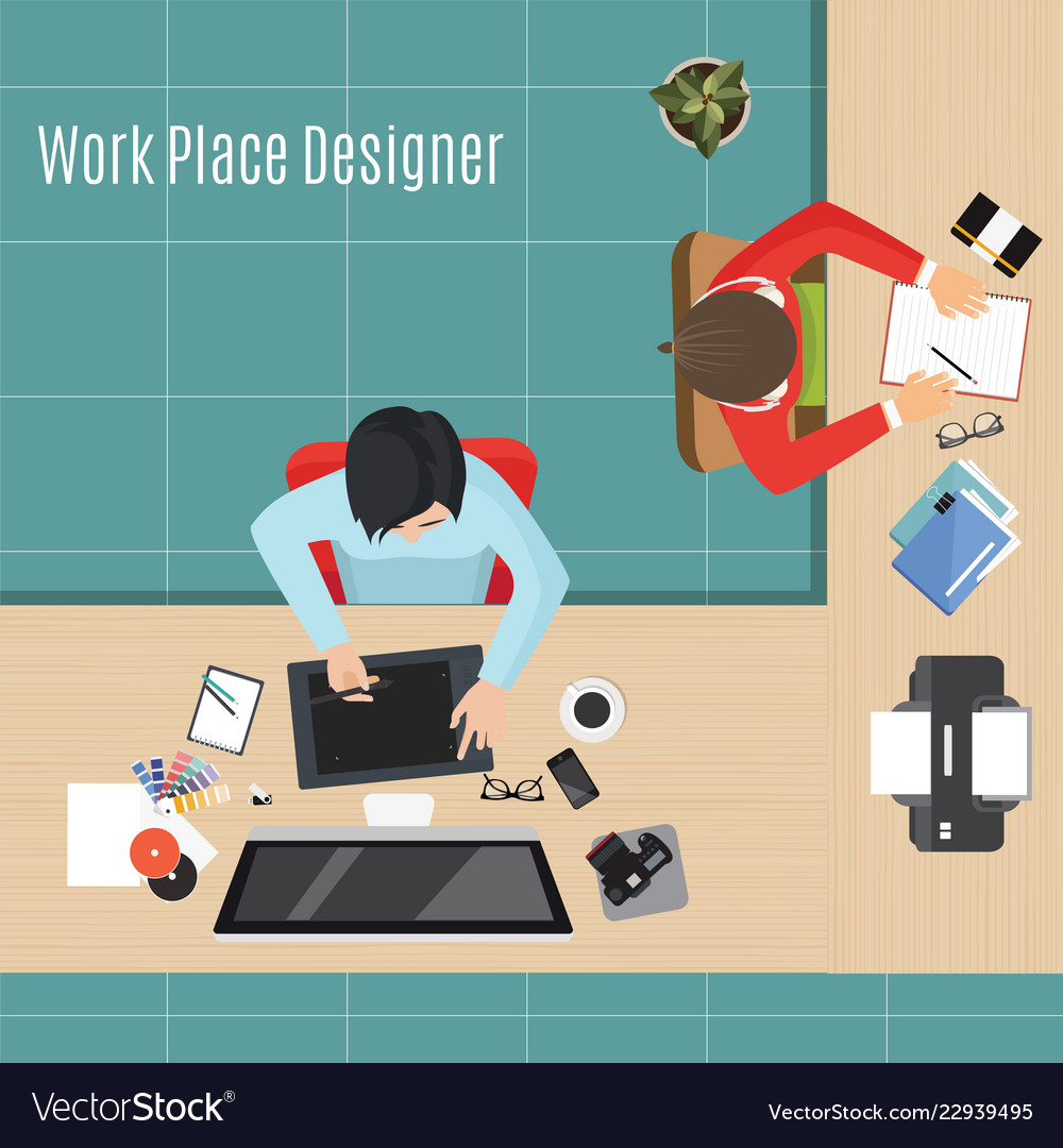 Modern workplace Royalty Free Vector Image - VectorStock