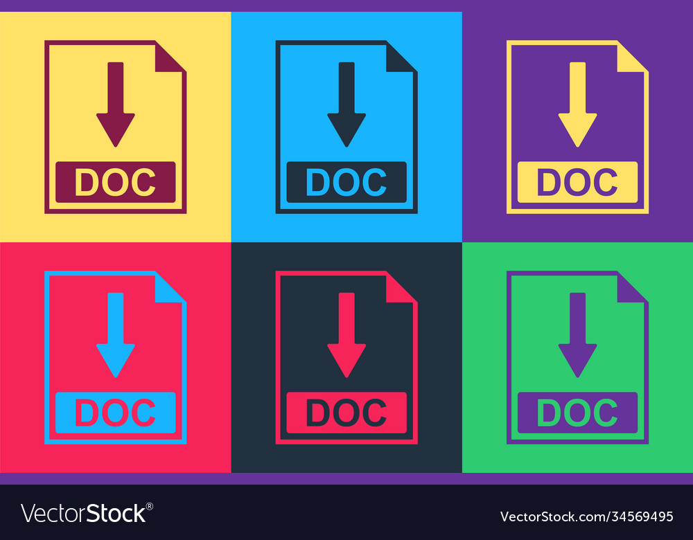 Pop art doc file document icon download