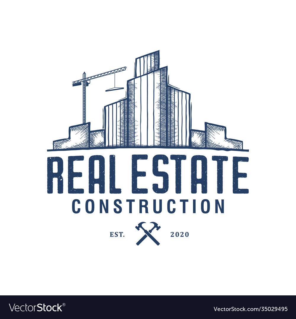 Real estate logo with modern skyscrapers