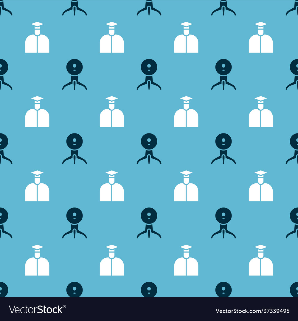 Set web camera and student on seamless pattern vector image Set web camera and student on seamless pattern