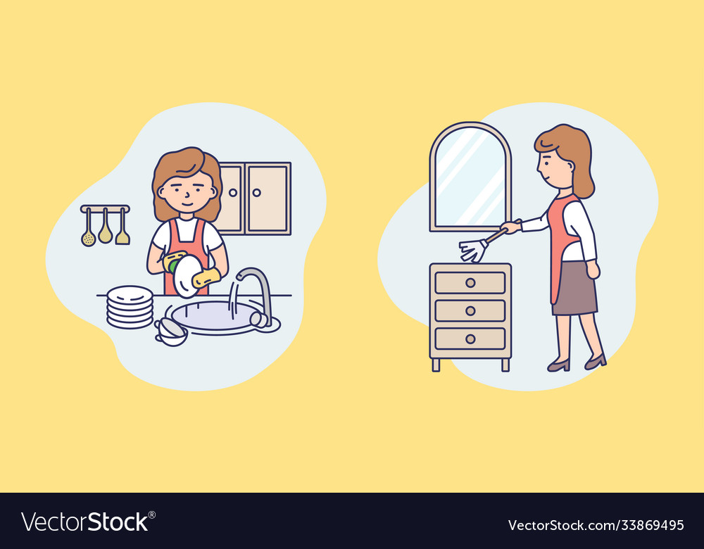 Washing and cleaning service concept set vector image Washing and cleaning service concept set