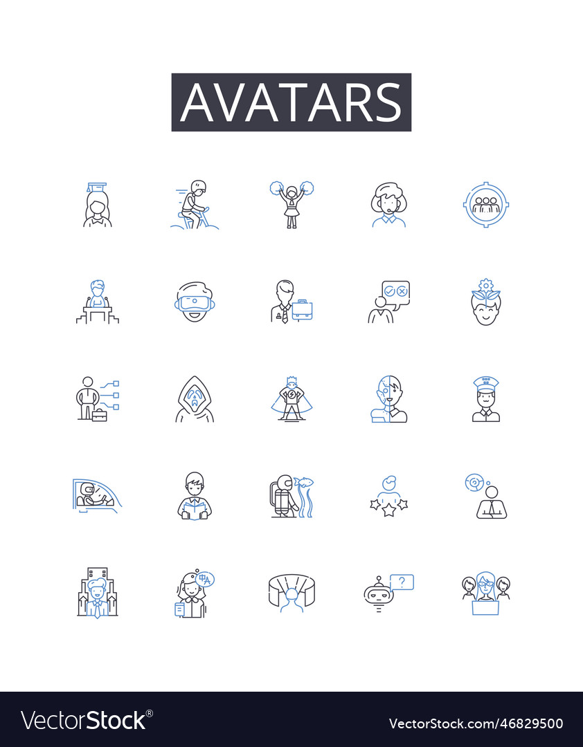 Avatars line icons collection oversight