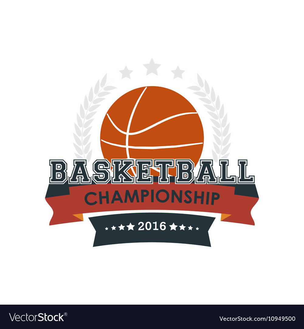 Basketball championship emblem Royalty Free Vector Image