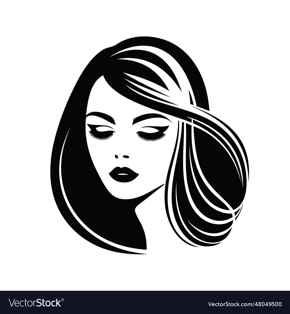 Beautiful girl head concept logo design woman Vector Image