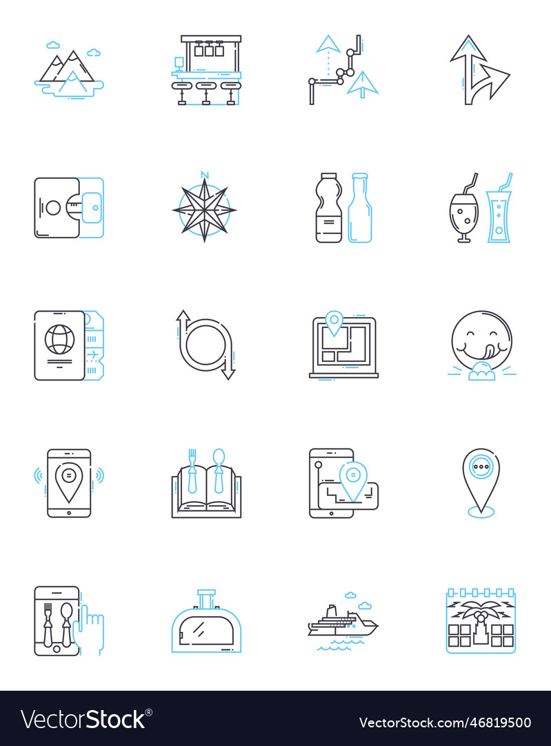 Conveyance linear icons set transportation Vector Image
