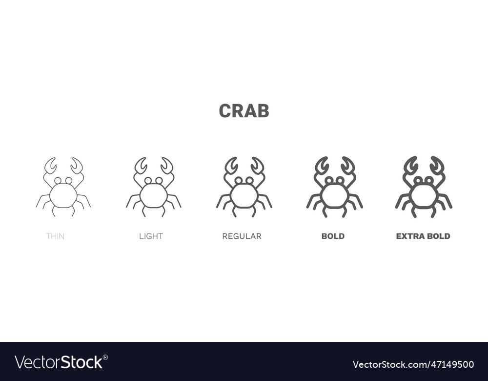 Crab Icon Set - Thin, Bold & Regular Styles