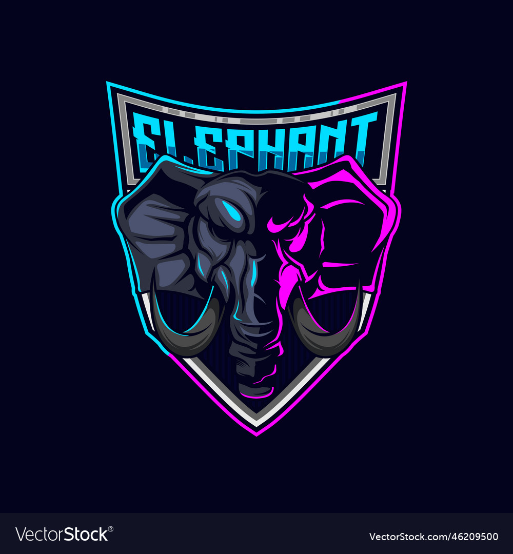 Elephant mascot gaming logo head e-sport Vector Image