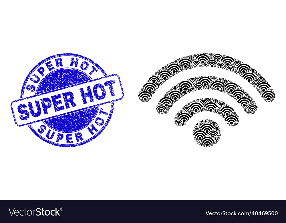 Grunge super heiße Stempeldichtung und Wifi Router Vector Image Grunge super heiße Stempeldichtung und Wifi Router
