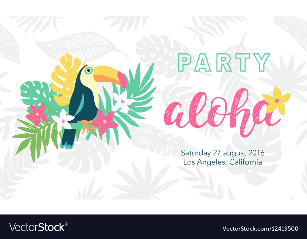 Hawaiian party banner template Royalty Free Vector Image