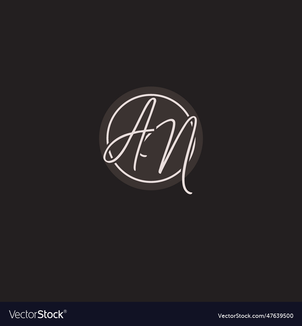 Initials an logo monogram with simple circle line Vector Image