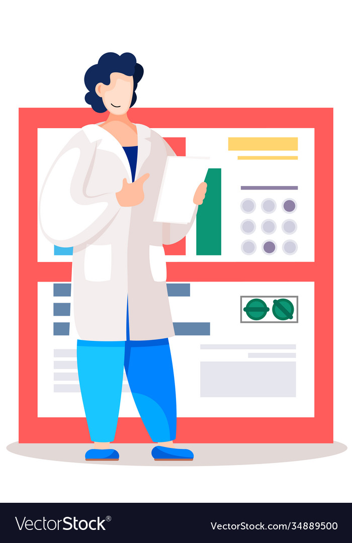 Man analyzes graphs and charts on background vector image Man analyzes graphs and charts on background