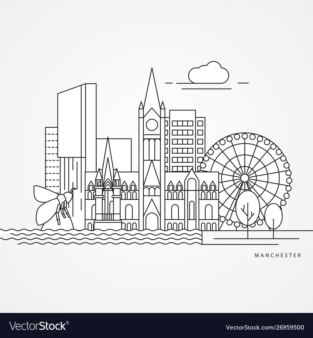 Manchester england detailed silhouette Royalty Free Vector