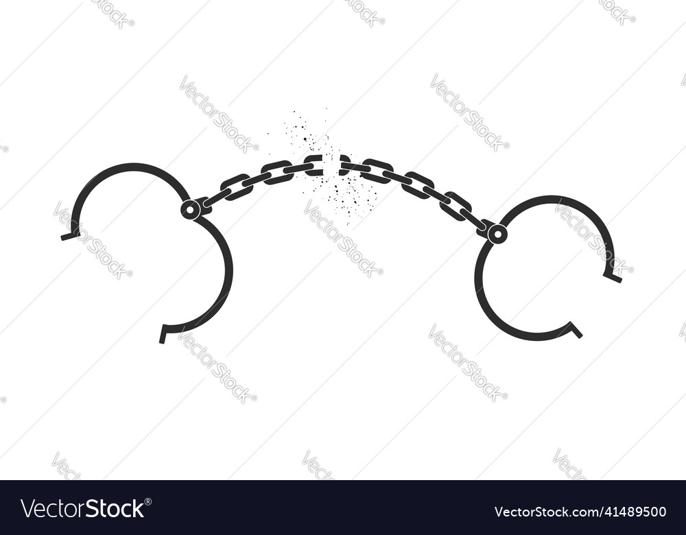 Open handcuffs with broken chain flat