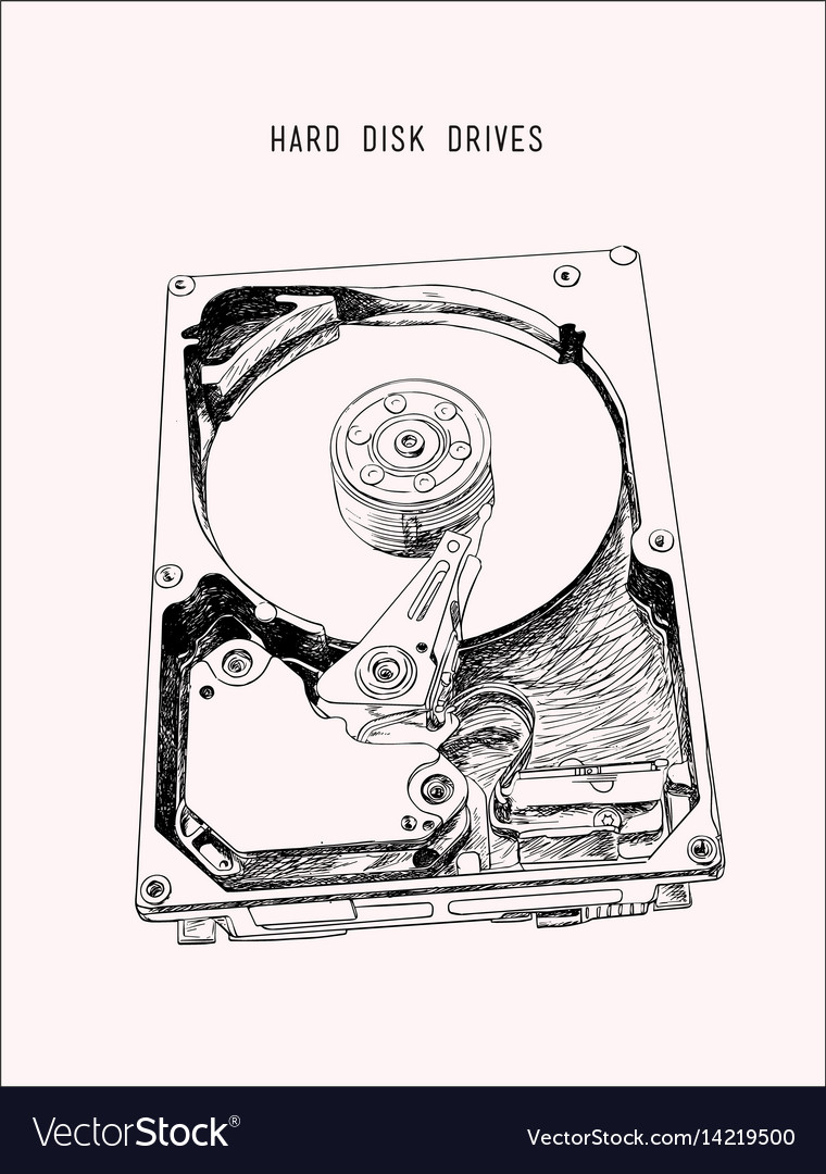Opened Hard Disk Drive - Isometric View