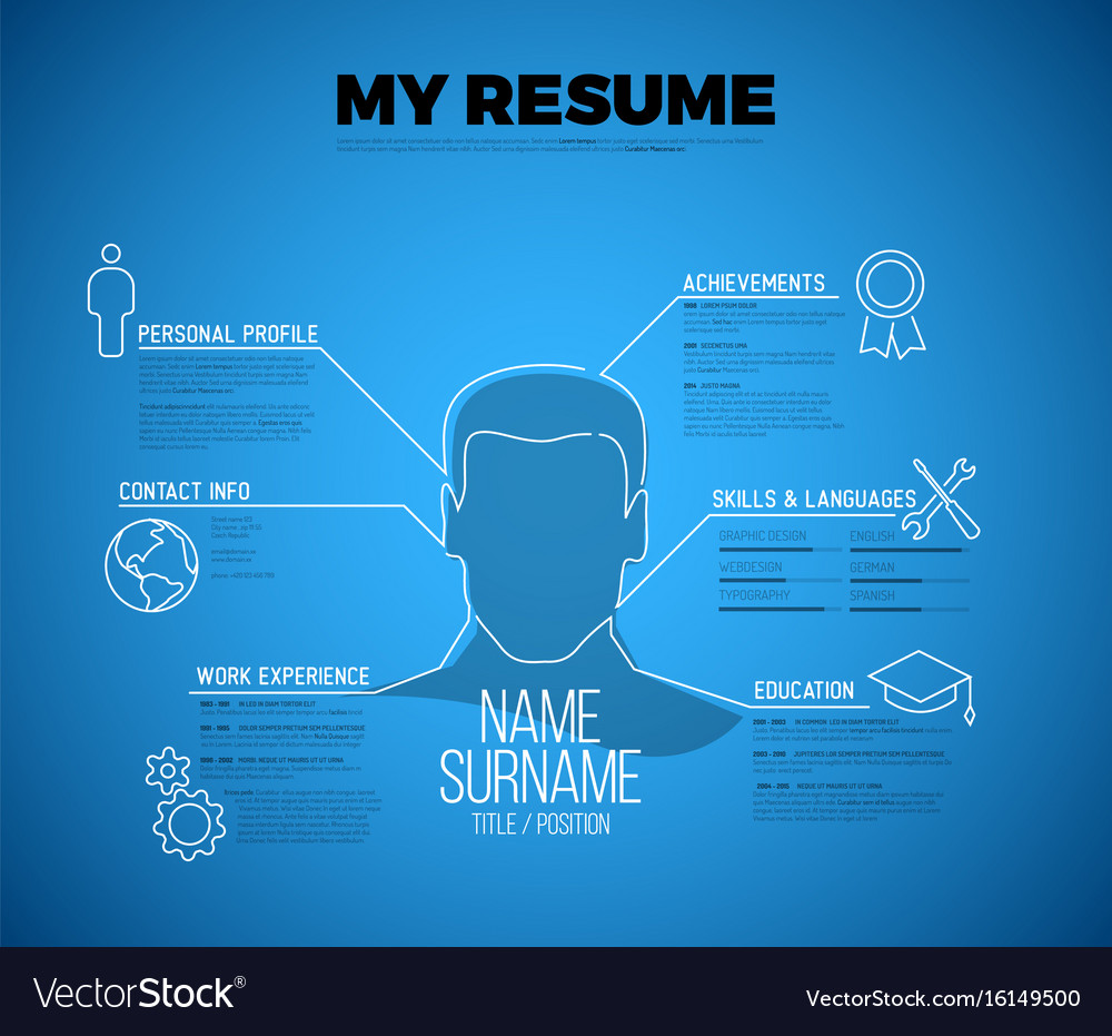 Original minimalist blueprint cv resume template Vector Image