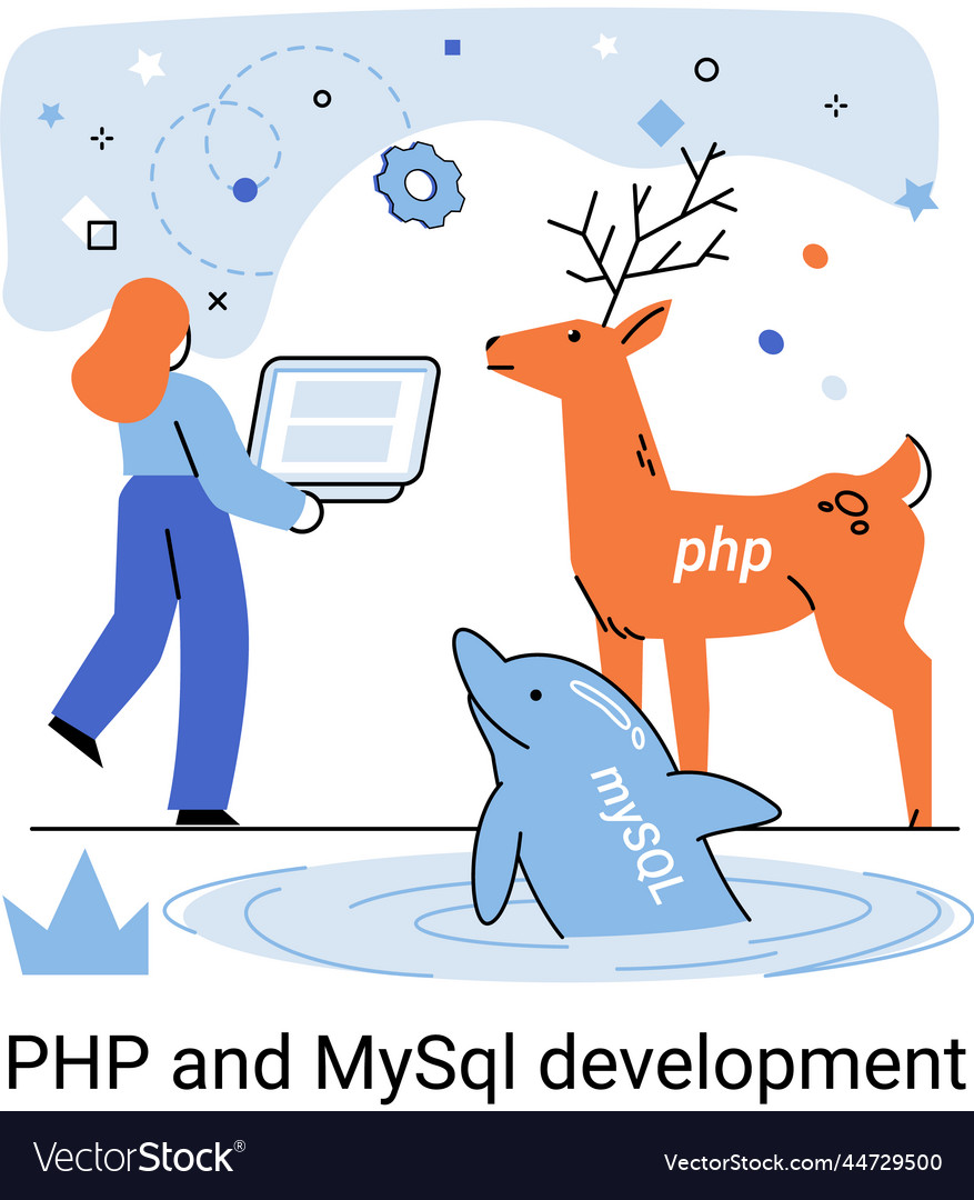 Php und mysql Entwicklungssoftware Webseite vector image Php und mysql Entwicklungssoftware Webseite