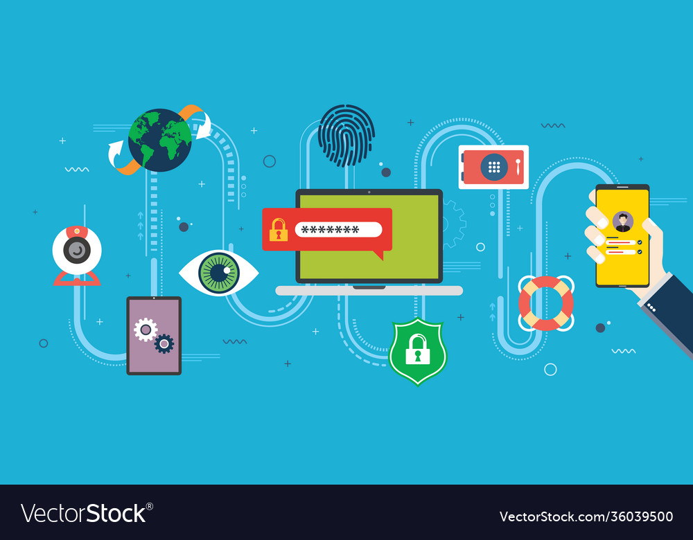 Privacy protection and data security in internet Vector Image Privacy protection and data security in internet