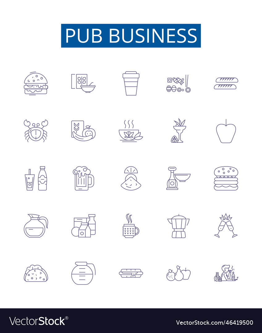 Pub business line icons signs set design