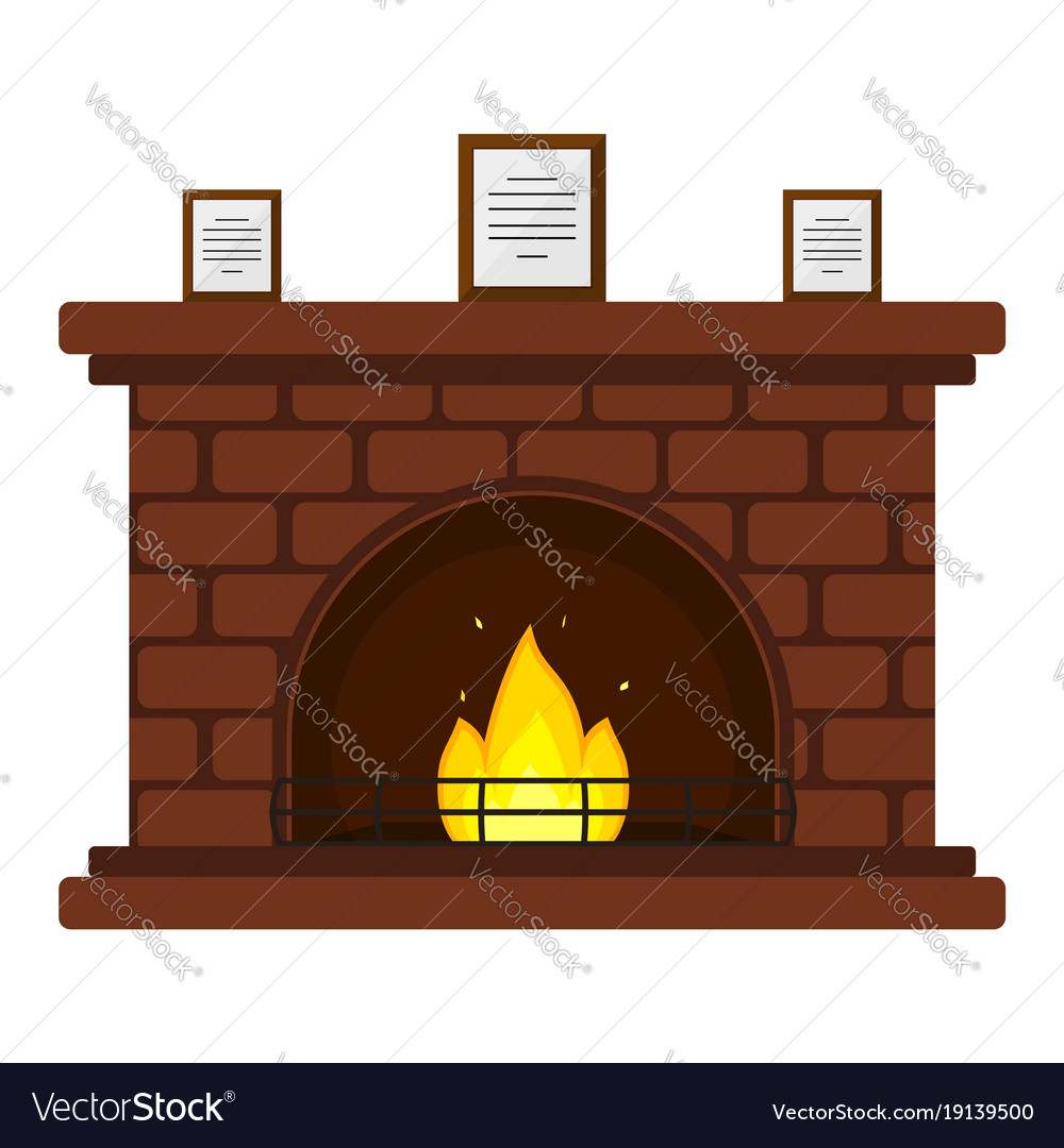 Red Brick Fireplace Royalty Free Vector Image Vectorstock