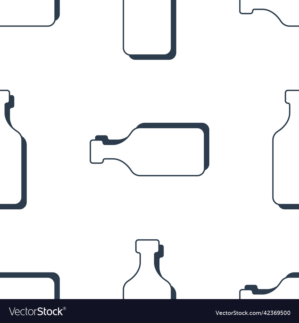 Rum bottles seamless pattern line art style vector image Rum bottles seamless pattern line art style