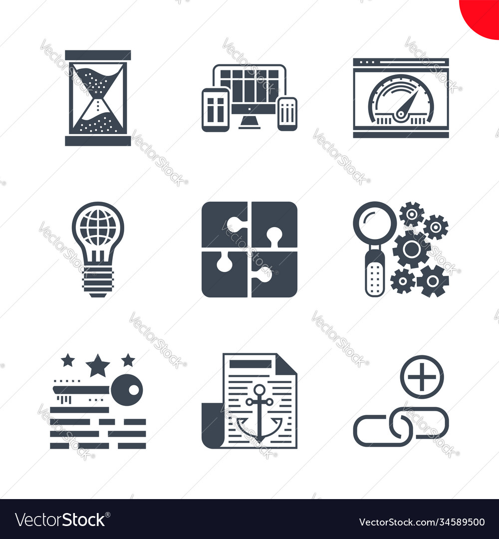 Seo and web opimization icons set