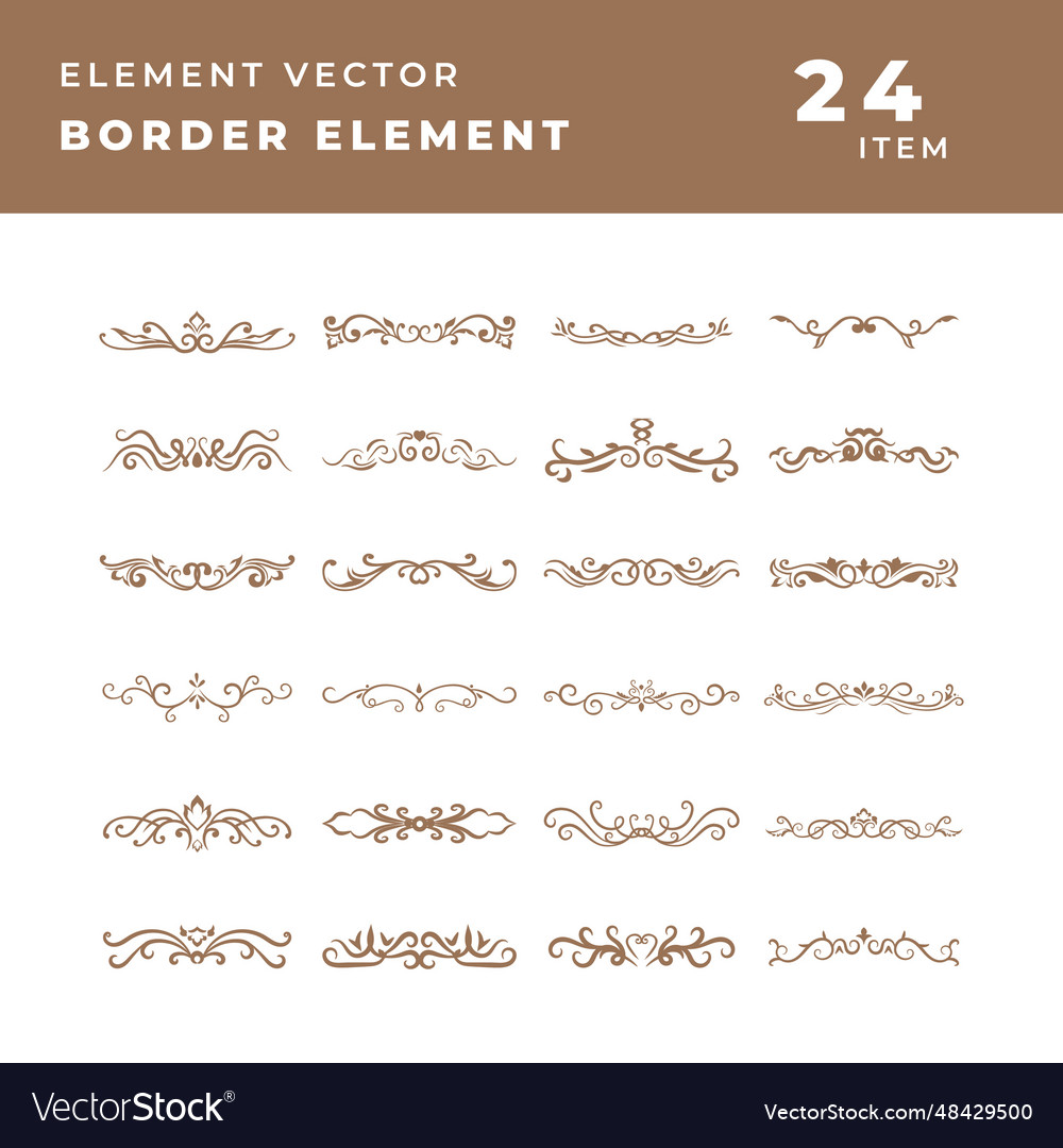 Set or collection of border horizontal line vector image Set or collection of border horizontal line