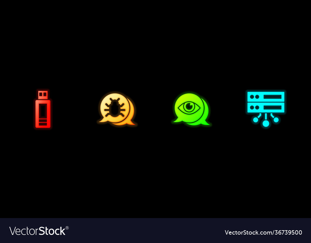 Set usb flash drive system bug eye scan vector image Set usb flash drive system bug eye scan