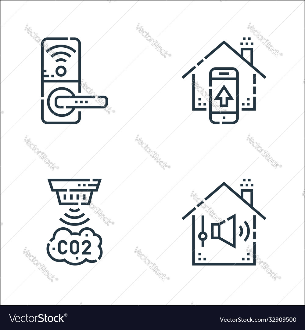 Smarthome line icons linear set quality vector image Smarthome line icons linear set quality