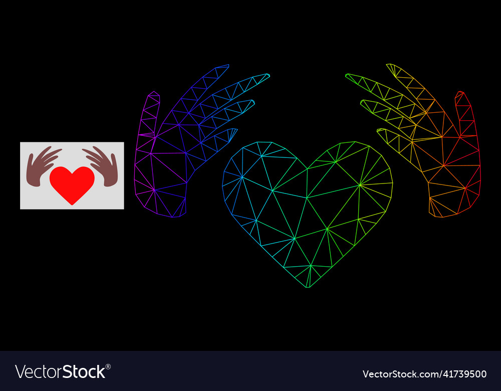 Spectrum gradiented polygonal network handmade vector image Spectrum gradiented polygonal network handmade