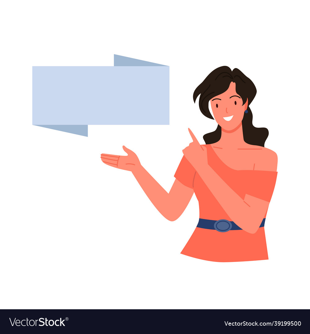 Woman showing banner blank card female character