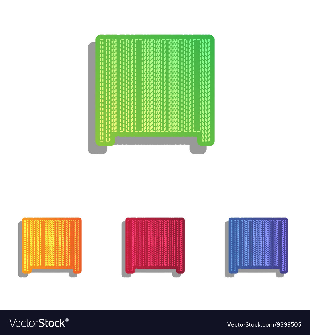 Bar code sign colorful applique icons set