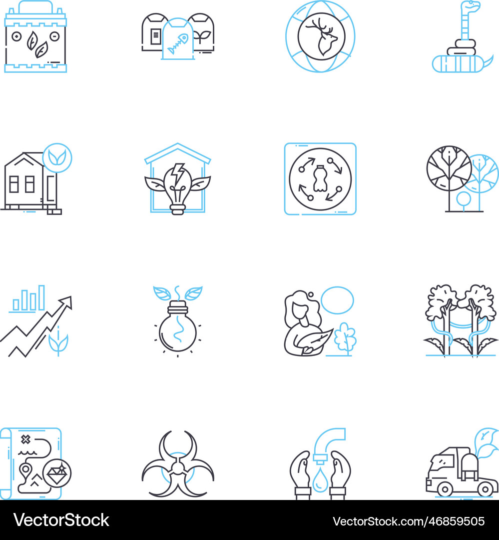 Cleanwater supply linear icons set aquifer Vector Image