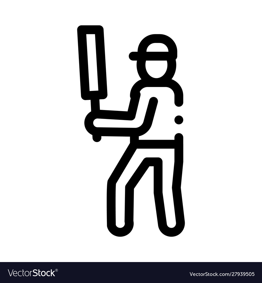 Cricket player batsman icon outline