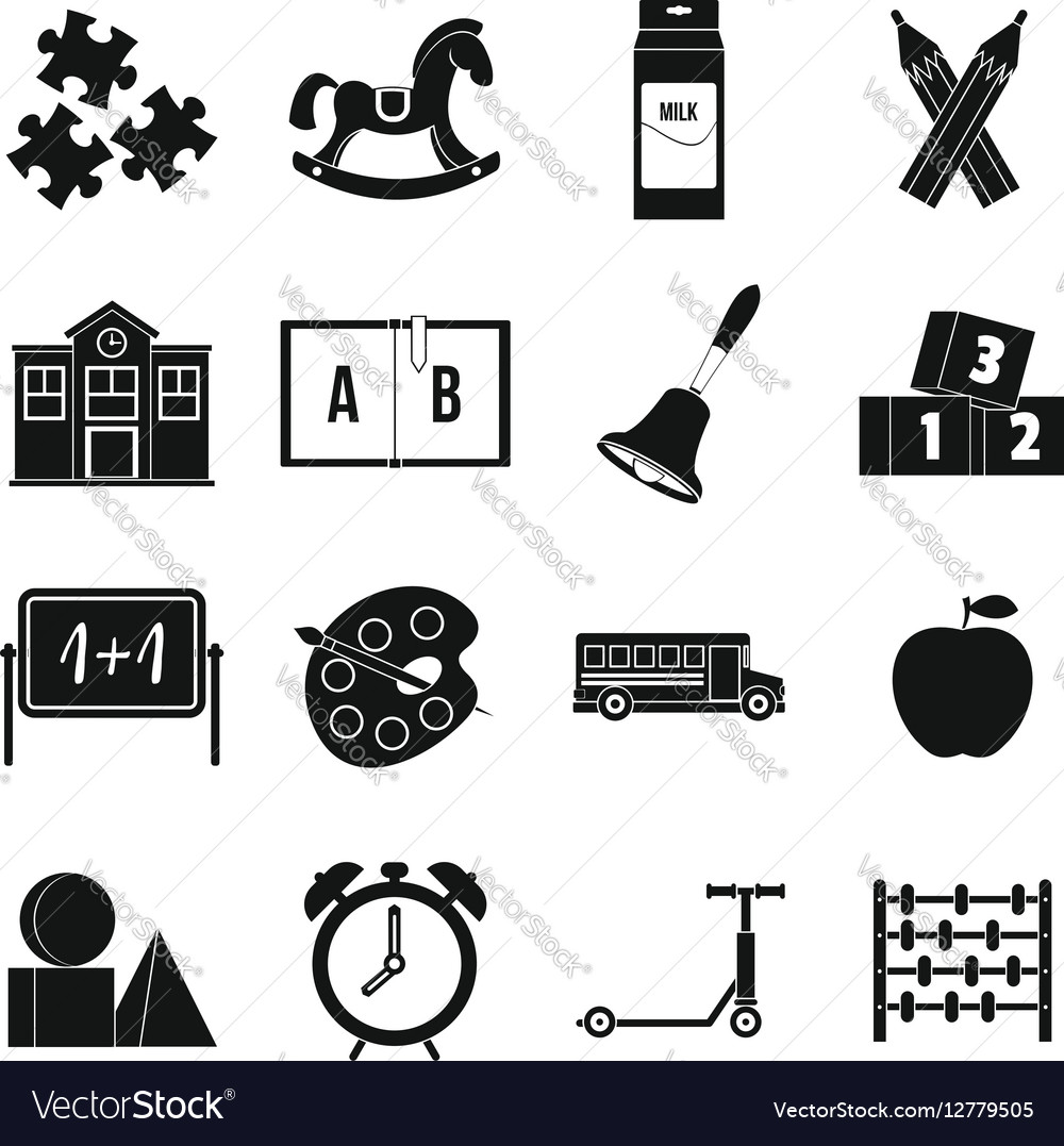 Kindergarten symbol icons set simple style Vector Image