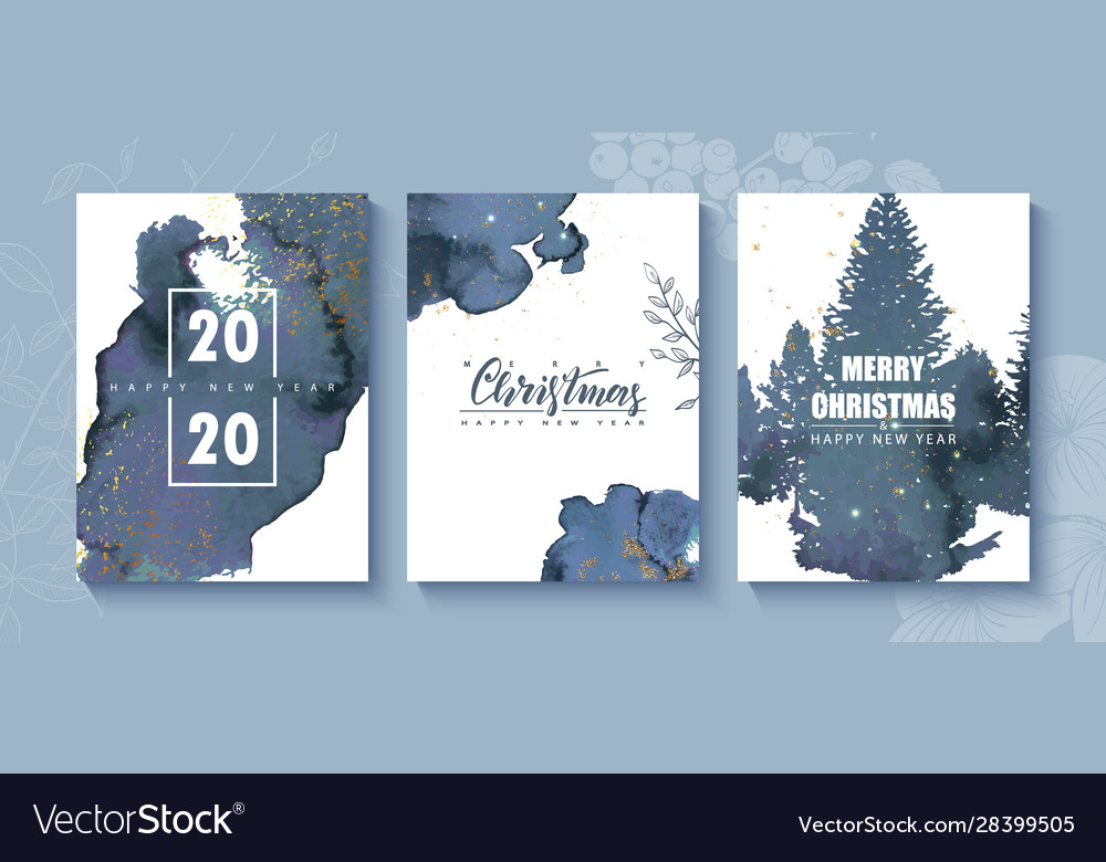 Merry christmas and happy new year creative cards vector image Merry christmas and happy new year creative cards