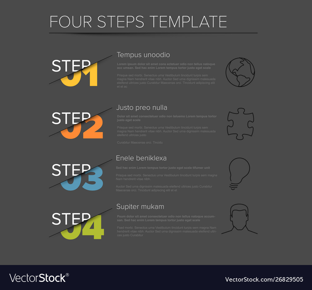 Moderne Fortschritt vier Schritte Vorlage