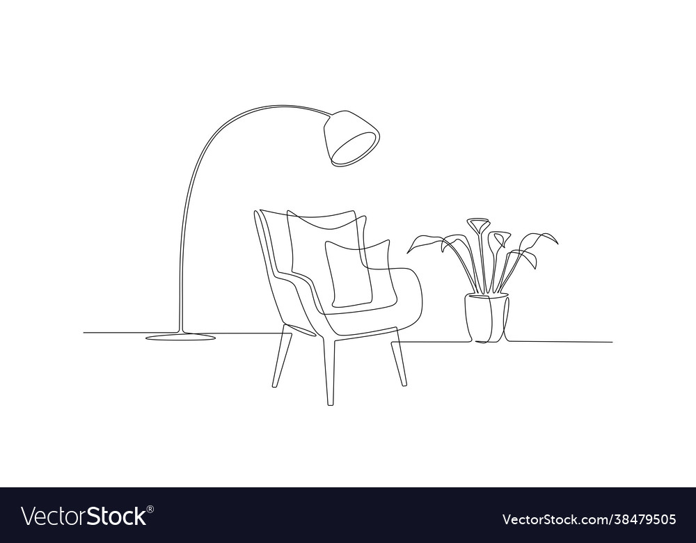 One continuous line drawing modern armchair Vector Image