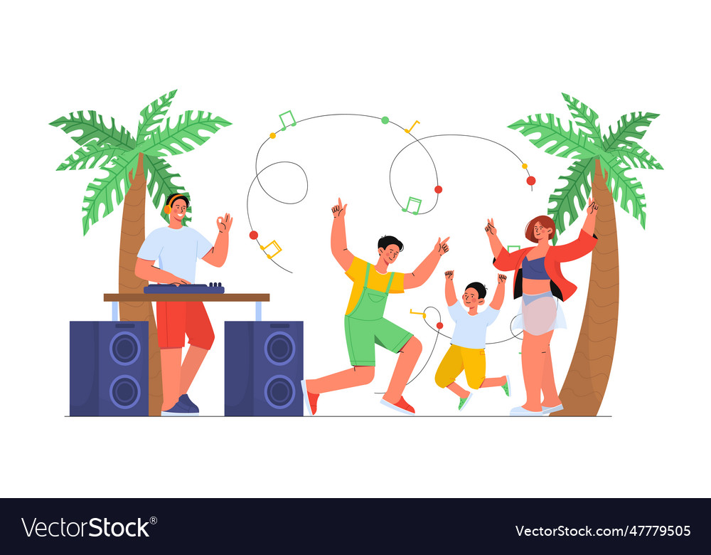 People dancing on beach concept