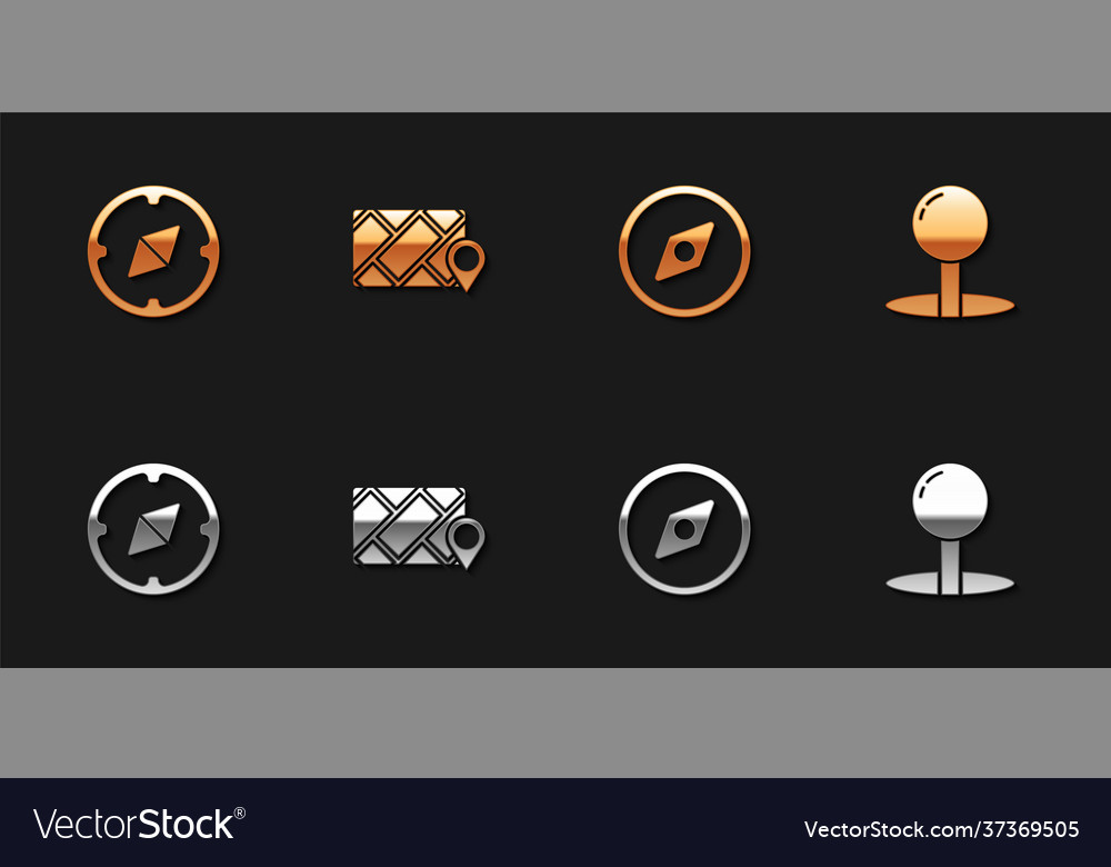Set compass city map navigation and push pin vector image Set compass city map navigation and push pin