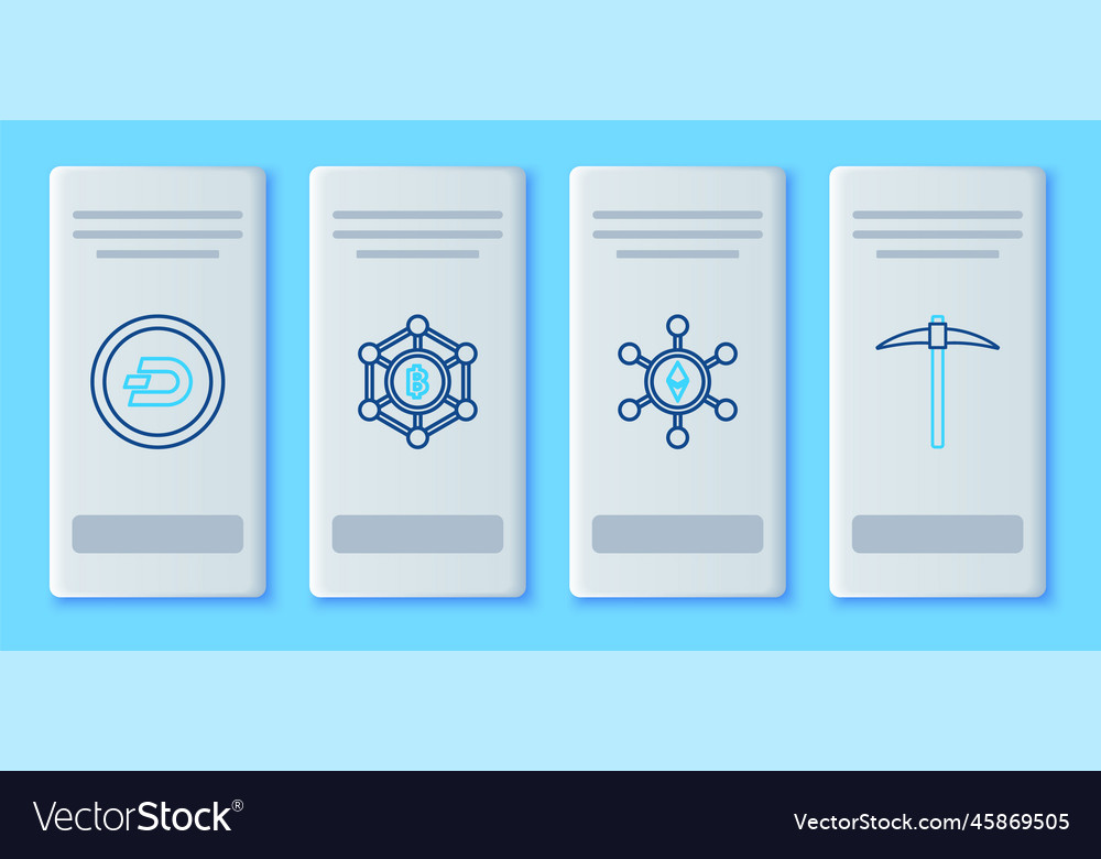 Set line blockchain technology bitcoin ethereum vector image Set line blockchain technology bitcoin ethereum
