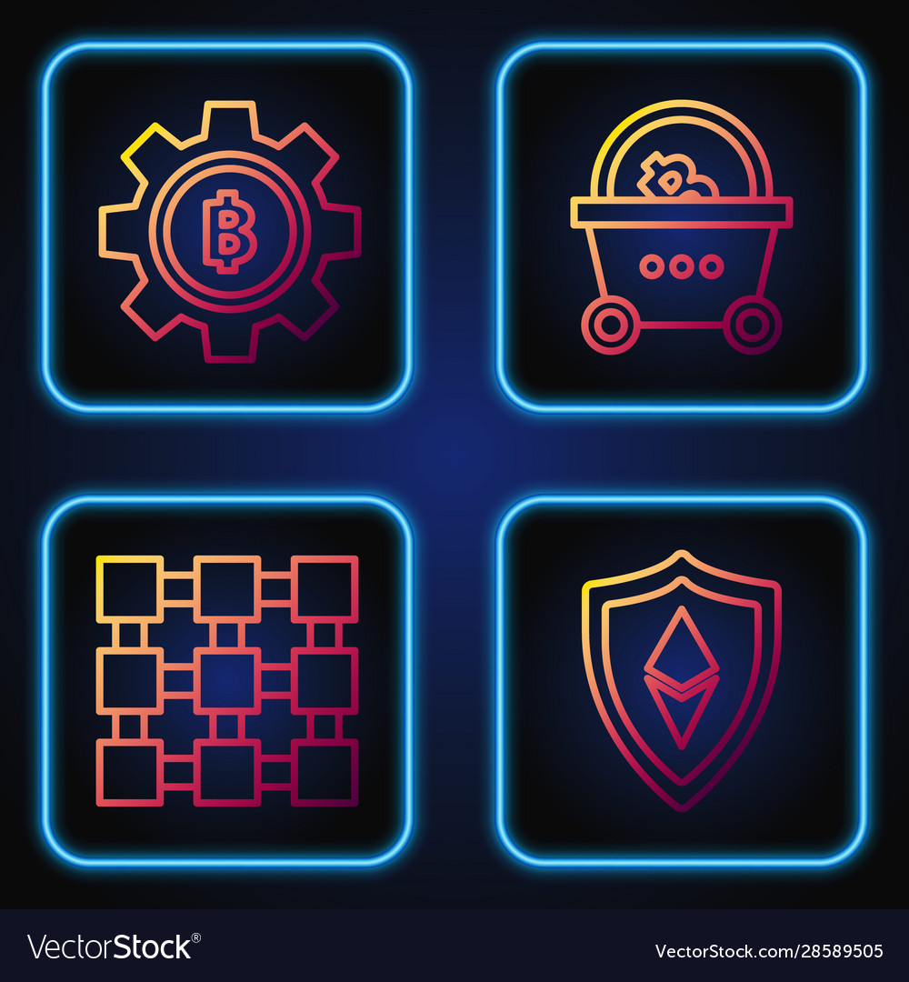 Set line shield ethereum eth blockchain vector image Set line shield ethereum eth blockchain
