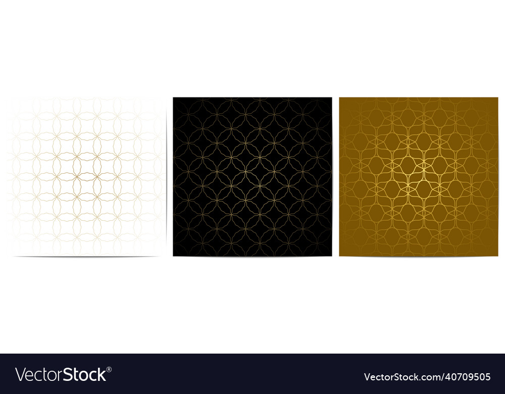Set of geometric pattern with circle wave gold