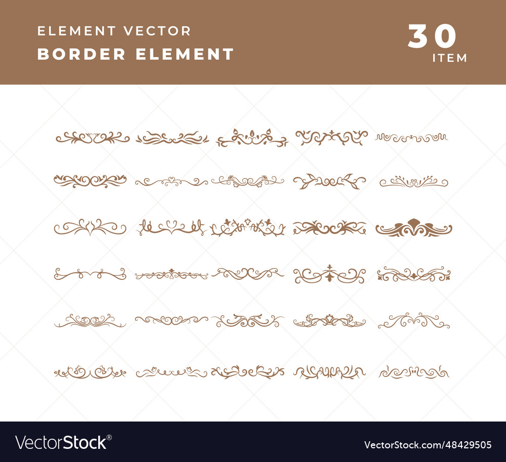 Set or collection of border horizontal line vector image Set or collection of border horizontal line