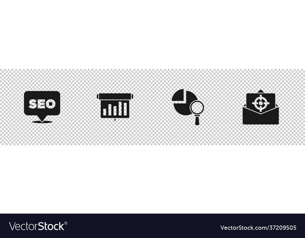 Set seo optimization board with graph chart