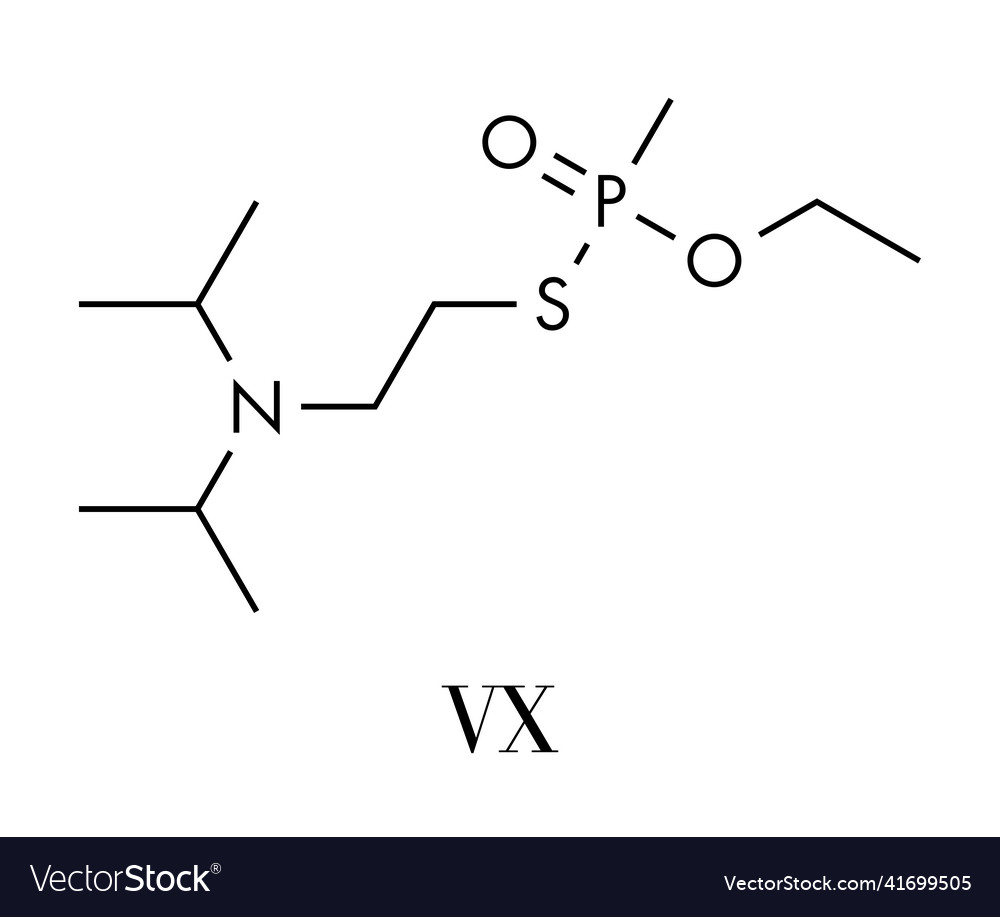 Vx nerve agent molecule chemical weapon skeletal Vector Image