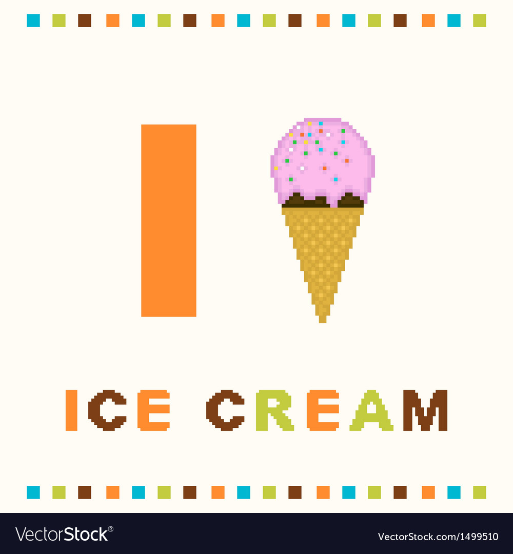 Alphabet for children letter i and an ice cream