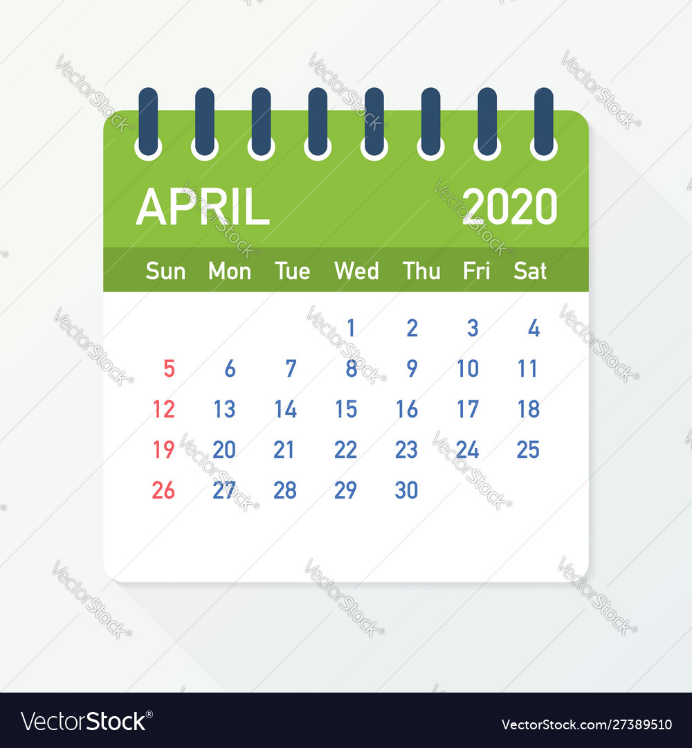 April 2020 calendar leaf calendar 2020 in flat Vector Image