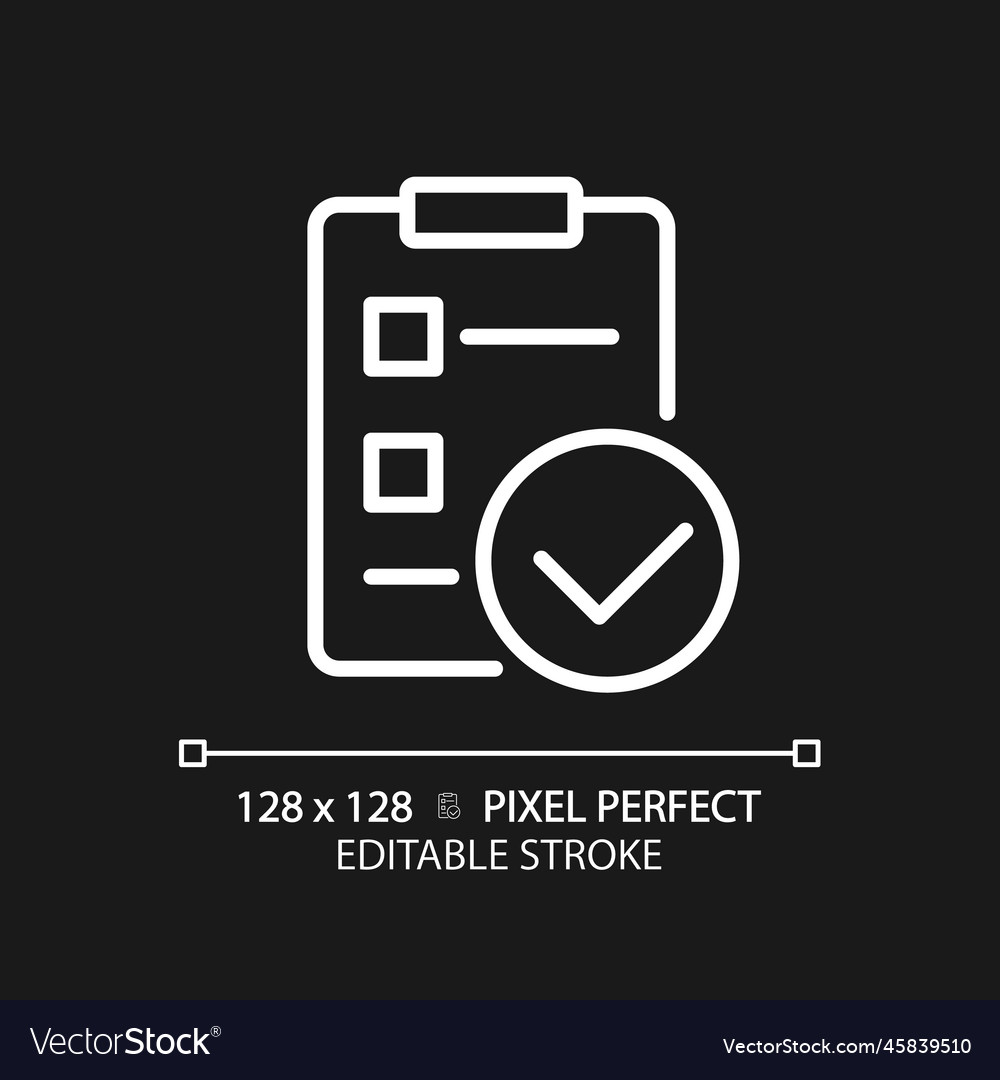 Checklist with checkmarks pixel perfect white vector image Checklist with checkmarks pixel perfect white